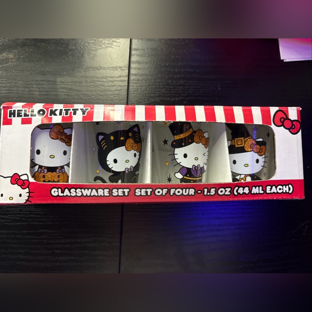 Hello Kitty Glassware Set with Black and Orange Accents